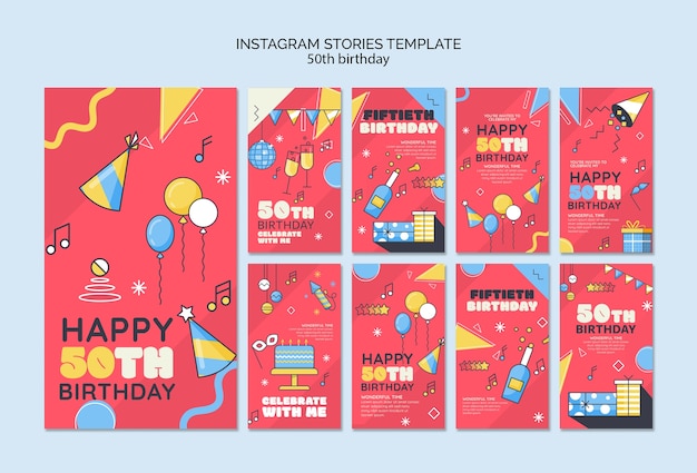 Kostenlose PSD 50. geburtstagsfeier instagram geschichten