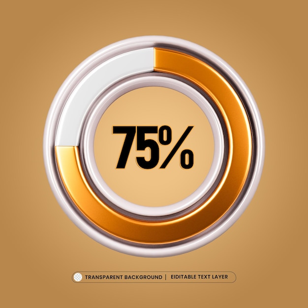 Kostenlose PSD 75 circular progress ladebalken-symbol 3d-rendering