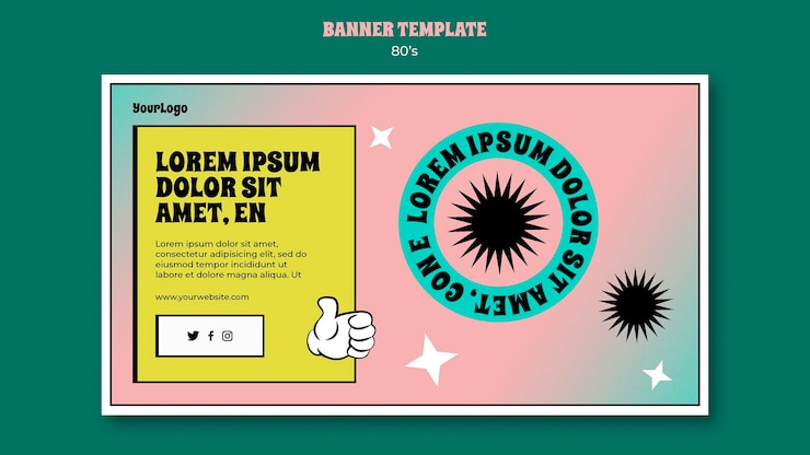 Kostenlose PSD 80er jahre inspiriertes horizontales banner