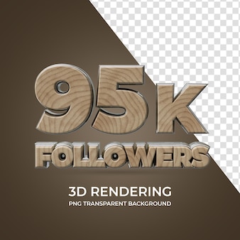 95k follower 3d-rendering isolierten transparenten hintergrund holzstil
