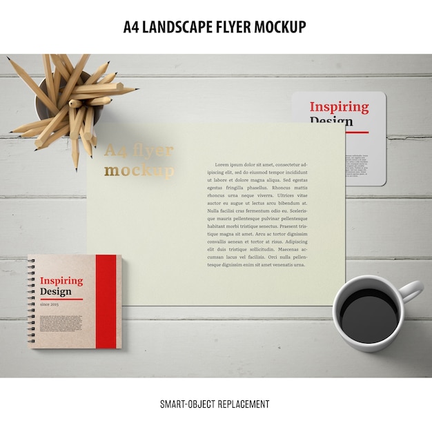 Kostenlose PSD a4 landschaft flyer mockup