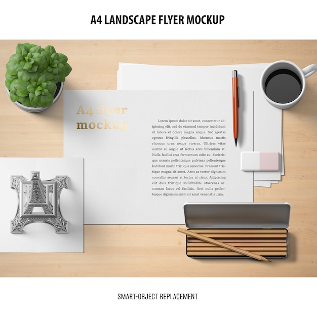 Kostenlose PSD a4 landschaft flyer mockup