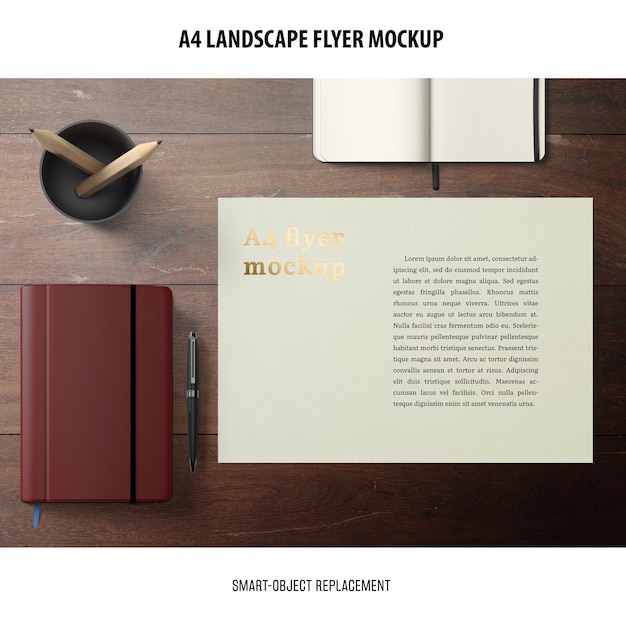 A4 landschaft flyer mockup