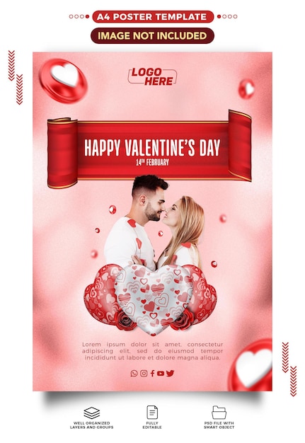 A4-vorlage happy valentines day in der liebe