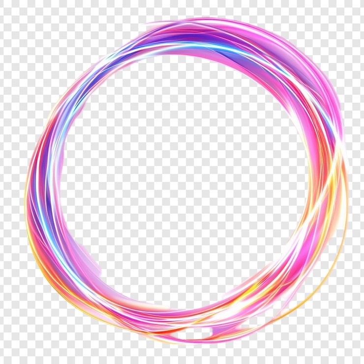 Kostenlose PSD abstract kreisförmiges licht führt zu lebendigen rosa, lila und orangefarbenen farbtönen