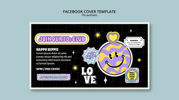 Ästhetische Facebook-Cover-Vorlage der 70er Jahre