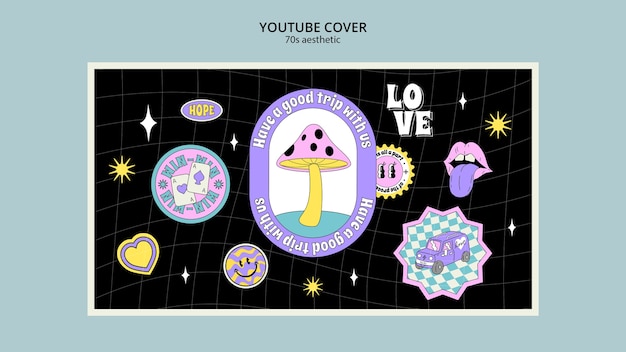 Ästhetische YouTube-Cover-Vorlage der 70er Jahre
