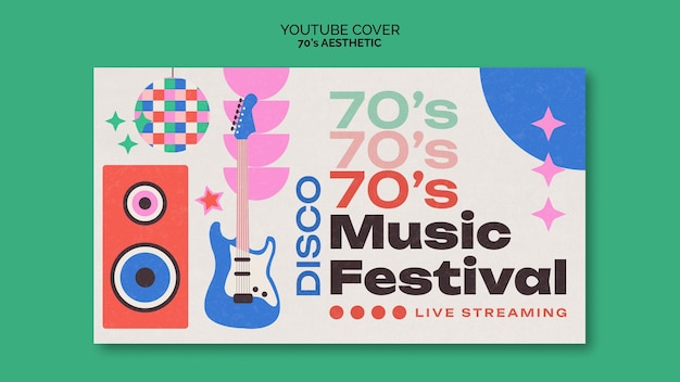 Ästhetische youtube-cover-vorlage der 70er jahre