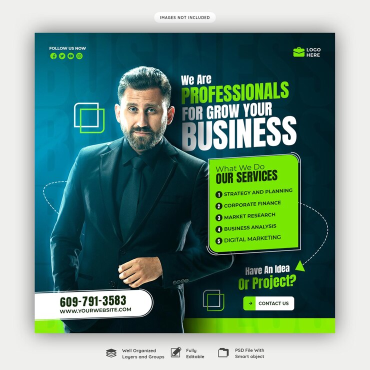 Kostenlose PSD agentur für digitales marketing und corporate social media-banner oder instagram-post-vorlage