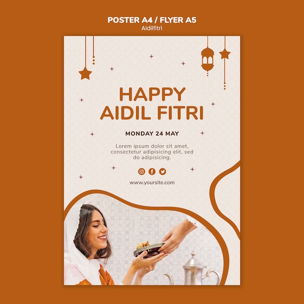 Kostenlose PSD aidilfitri plakatvorlage