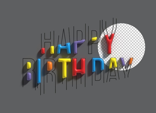 Kostenlose PSD alles gute zum geburtstag 3d-linienkunst transparentes psd-schriftdesign