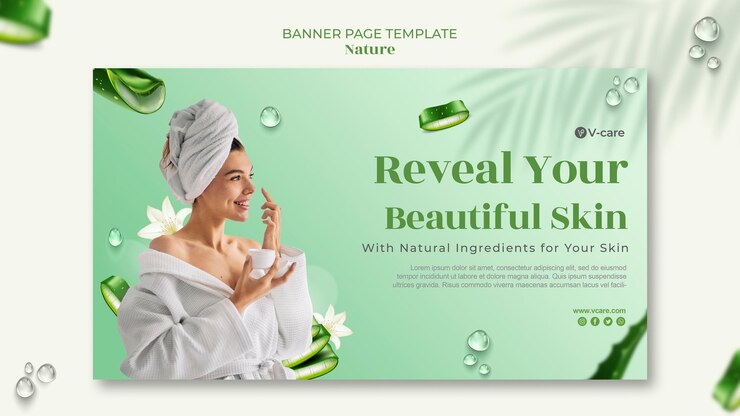 Kostenlose PSD aloe vera naturkosmetik banner vorlage design