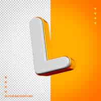 Kostenlose PSD alphabet 3d buchstabe l weiß mit orange