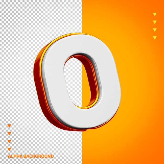 Kostenlose PSD alphabet 3d buchstabe o weiß mit orange