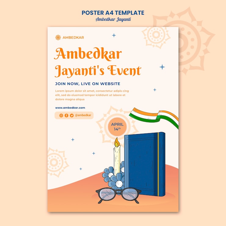 Kostenlose PSD ambedkar jayanti poster vorlage