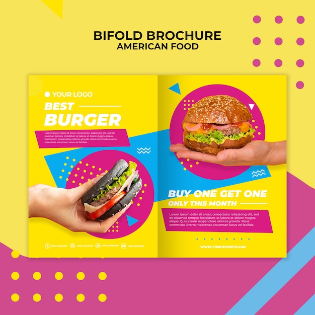 Kostenlose PSD american food bifold broschüre vorlage
