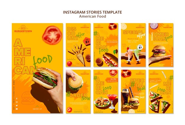 American Food Instagram Geschichten Vorlage