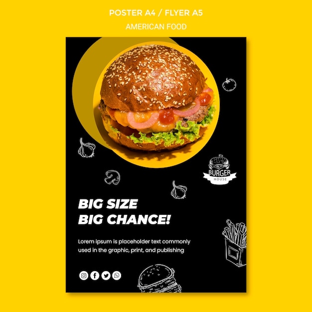 Kostenlose PSD american food poster vorlage design