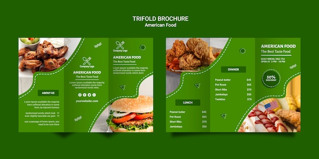American Food Trifold Broschüre