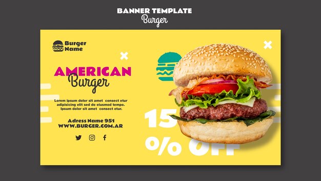 Amerikanische Burger Banner Web Vorlage