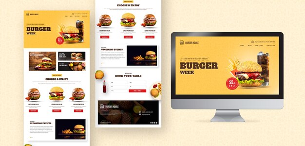 Amerikanische Food-Website und App-Vorlage