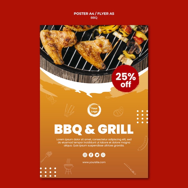 Amerikanische Grill- und Grillhausplakatschablone