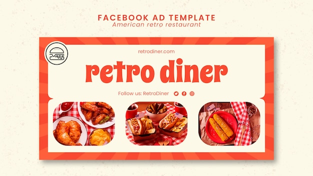 Kostenlose PSD amerikanische retro-restaurant-facebook-vorlage