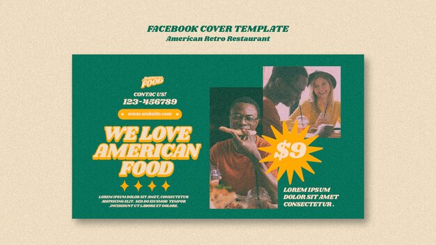 Amerikanisches Retro-Restaurant-Facebook-Cover
