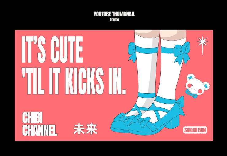 Kostenlose PSD anime-chibi-beine mit süßen schuhen youtube-thumbnail