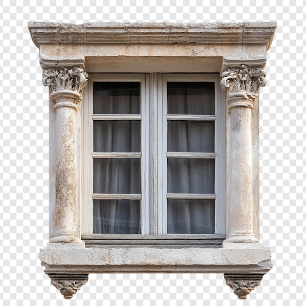 Antike Steinfenster mit Säulen Architektonisches Detail
