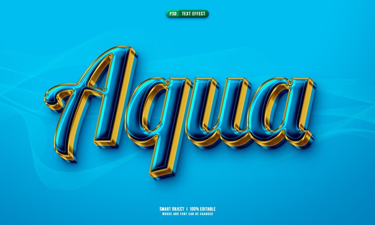 Kostenlose PSD aqua 3d bearbeitbarer texteffekt