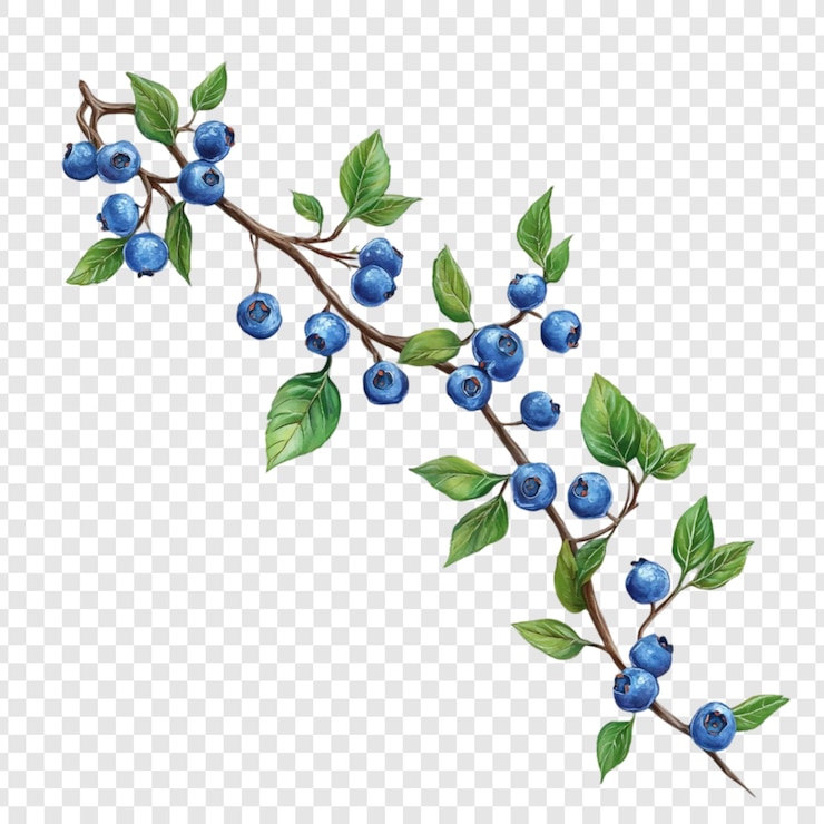 Kostenlose PSD aquarell-blueberry-zweig-illustration