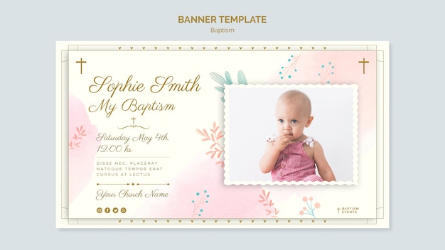 Kostenlose PSD aquarell design taufe banner vorlage