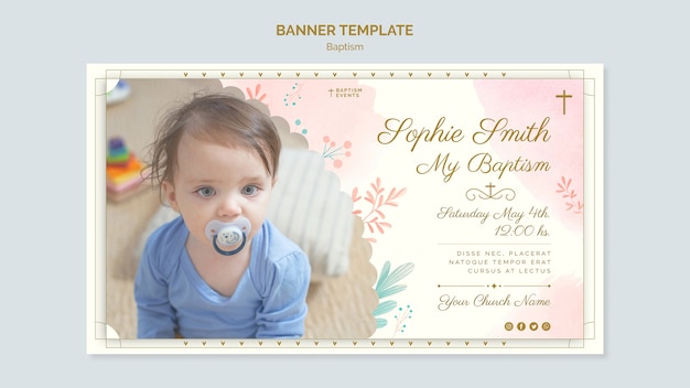 Aquarell design taufe banner vorlage