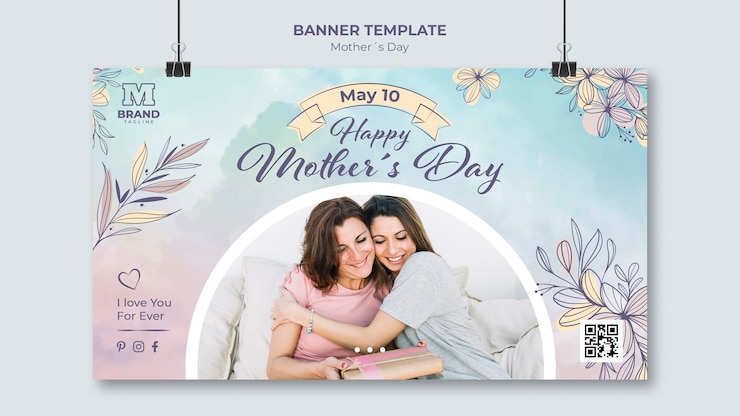 Kostenlose PSD aquarell-muttertags-banner-vorlage