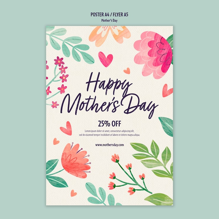 Kostenlose PSD aquarell-muttertags-poster-vorlage