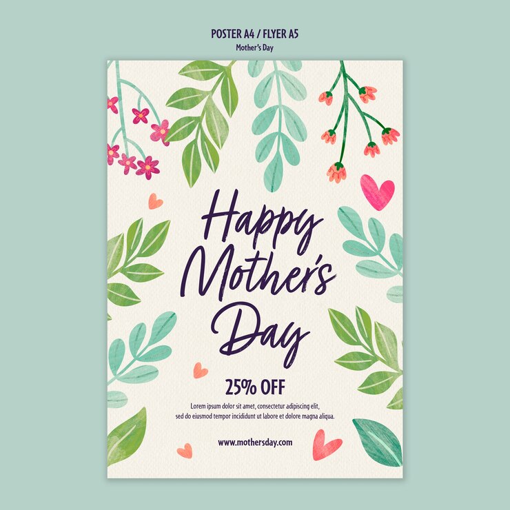 Kostenlose PSD aquarell-muttertags-poster-vorlage