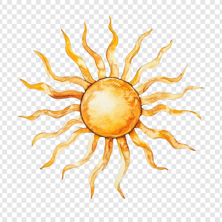 Kostenlose PSD aquarell-sonnenillustration ein strahlender sommer-design