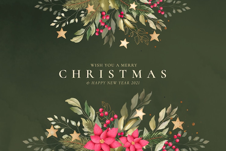 Kostenlose PSD aquarellweihnachtshintergrund mit schöner natur