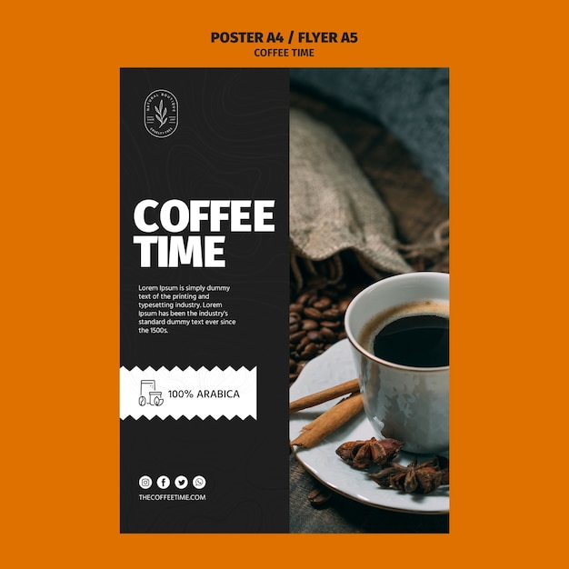 Arabica Kaffee Zeit Plakat Vorlage
