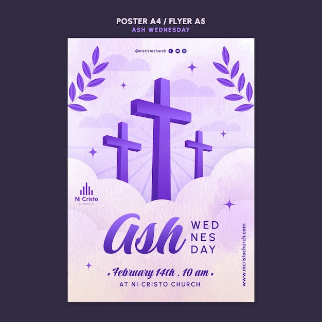 Kostenlose PSD ash wednesday-vorlage-design