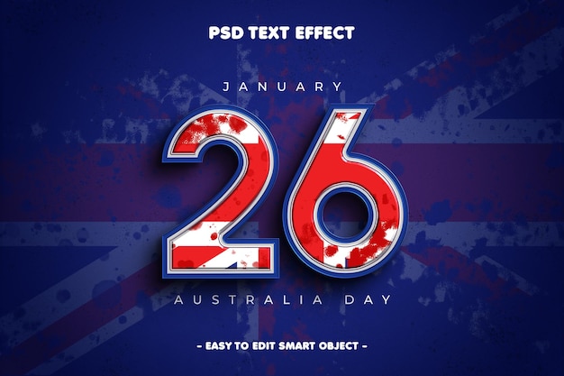 Kostenlose PSD australischer unabhängigkeitstag bearbeitbarer text-effekt