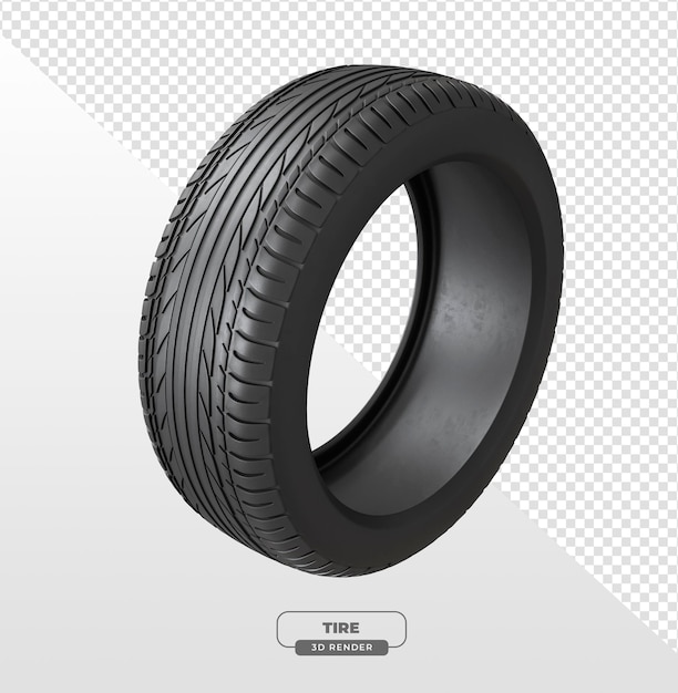 Autoreifen in 3D-Rendering mit durchsichtigem Hintergrund