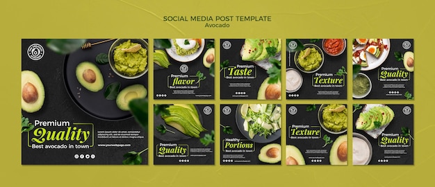 Kostenlose PSD avocado-konzept social media post-vorlage