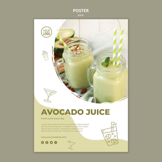 Avocadosaftplakatschablone mit Foto