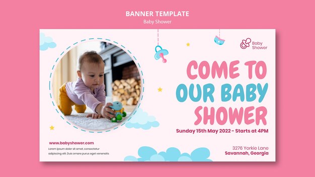 Baby-Dusche-Banner-Template-Design