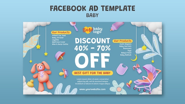 Kostenlose PSD baby-dusche-feier facebook-vorlage