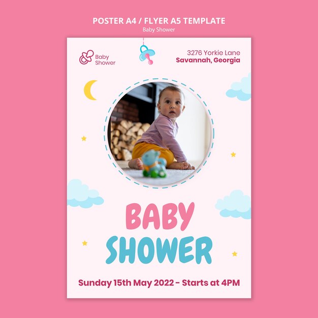 Baby-Dusche-Poster-Template-Design