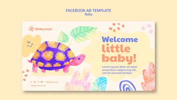 Kostenlose PSD baby-event-social-media-promo-vorlage mit tierzeichnungen