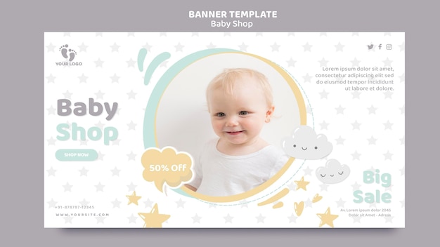 Kostenlose PSD baby shop landingpage vorlage